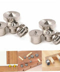 16 Piece Shelf Pin Drilling Jig And Dowel Center Points Kit For Smooth Woodworking Projects Plus Pro Grade Tenon Alignment Tool, metal dowel center points and pins.
