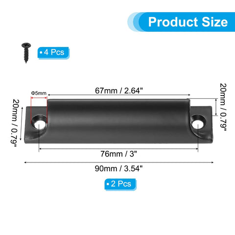 Window Sash Lift Handle 3 Inch 2 Pack Aluminum Alloy Finger Pulls For Sliding Windows Drawer Push Pull Handle With Screws Black Dope Rustproof Built To Last Center Hole Design For Home Kitchen Closet, 90mm size