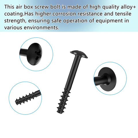 Ten Pack Heavy Duty Air Filter Box Screws And Bolts Compatible With Jaguar Range Rover Chevy GM VW Replacement Engine Bay Hardware in black alloy.