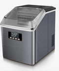 High Octane Countertop Ice Maker Cranks Out Top Shelf Cubes At Record Pace With Up To 25kg Daily Output And Integrated Water Line Hookup, sleek silver design.