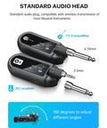 UHF Wireless Guitar System With Rechargeable Transmitter And Receiver, 20 Channel Band showcasing TX transmitter and RX receiver.