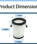 Image of the 4 Pack HEPA Vacuum Filters For Milwaukee M12 0850-20 Cordless Vacuum Replacement, dimensions shown at 3.58x2.83x2.13 inches.