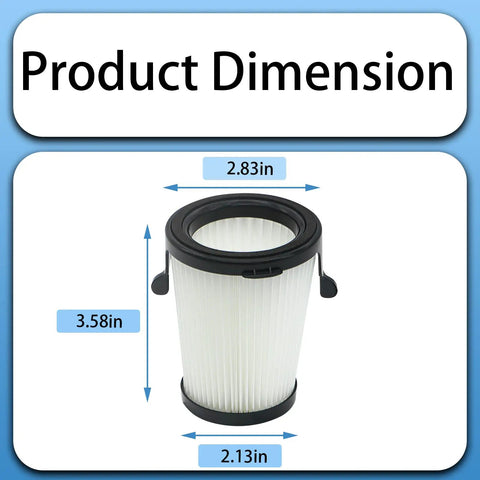 Image of the 4 Pack HEPA Vacuum Filters For Milwaukee M12 0850-20 Cordless Vacuum Replacement, dimensions shown at 3.58x2.83x2.13 inches.