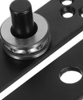Close-up of black and stainless steel Hidden Door Hinge Stainless Steel 360 Degree Pivot Concealed Cabinet Hardware For Secret Doors