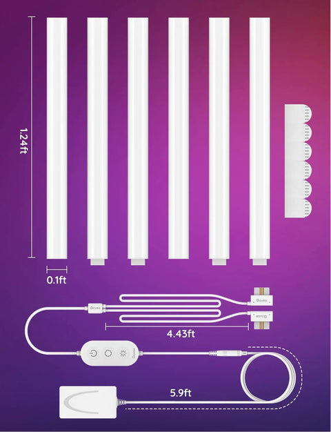 Next Level Smart Gaming Light Bar With Dynamic Rgbic Wall Mount And Hella Smooth Bluetooth App Control For Alexa And Google Setup, 6 modules.