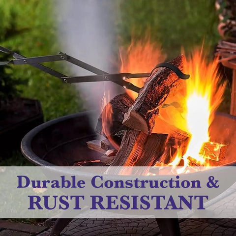 Heavy Duty Fireplace Tongs 26 Inch Long Log Grabber Featuring A Killer Grip For Quick Hauling Of Scorching Logs And Hot Coals Safely Straight Up Built From Thick Steel So You Have No Sweat Tossing Everything Into Your Wood Stove Today