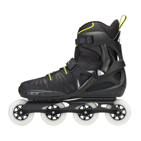XL Men's Fitness Inline Skates With Beefy Shell And Cushy Liner, Double Wrap Closure, Pro Grade High Performance, Black And Lime