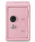 Front view of a Mini Money Safe Lock Box For Cash, Jewelry And Valuables, Durable Steel Security Safe Pink Portable Safe 4.6 x 4.2 x 6.9 inches