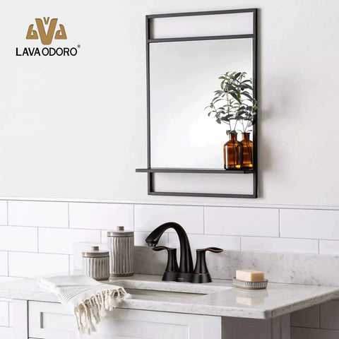 Oil Rubbed Bronze Two Handle 4 Inch Centerset Bathroom Faucet With Pop Up Drain And Included Supply Lines in modern bathroom