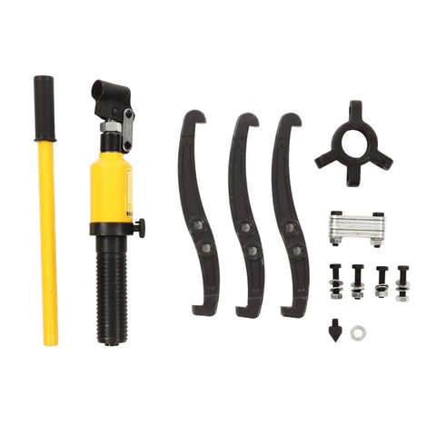 Heavy Duty 5 Ton Hydraulic Gear Puller Rock Solid Three Jaw Wheel Bearing Extractor with components for easy hub removal.