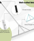 36 Inch Aluminum Landscape Rake With 36 Tines And 68 Inch Non Slip Handle showing anti-slip grip and sturdy frame.