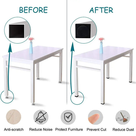Comparison before and after using M8 Leveling Feet 50x50mm Square Insert Adjustable Furniture Glide Set Of 8, showing enhanced stability.