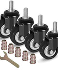 2 Inch Caster Wheels With Threaded Stem Three Eighths Inch By Sixteen Threads One Inch Stem Heavy Duty Polyurethane Casters Set