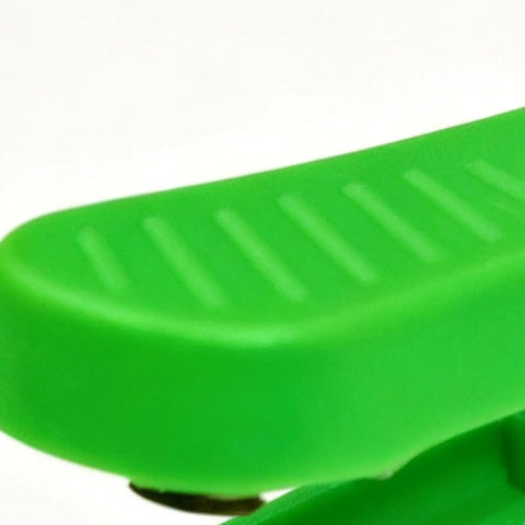 Close-up of anti-slip grip on the ergonomic welding touch button for precise arc control on TIG torch in fab shops.