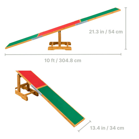 Agility Dog Seesaw With Color Contact Zones For Safe Training Build Balance And Confidence, 118.1x13.4x21.3 in, side view