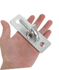 Heavy Duty Gate Hinges 4 Piece Galvanized Iron Barn Door Hardware, showing a hinge in hand, compact size, weather resistant.