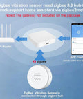 Smart Vibration And Tilt Alarm Sensor Delivers Real Time Alerts To Your Phone Home Assistant And Zigbee2MQTT Compatible Ultra Sensitive Motion Sensing For Instant Security Monitoring, white round sensor with app control