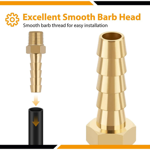4 Pack Brass Hose Barb Fittings 1/4 Inch Barb To 1/8 NPT Male Thread Air Hose Fittings Quick Coupler M Type Adapter Connector Beefy Durability