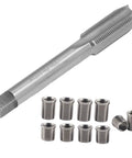 Spark Plug Thread Repair Kit Universal Reamer and Tap Set with stainless steel M12x1.0 tap and 10 M10x1.0 pipes for repairs.
