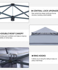 Easy Pop Up Gazebo 11 By 11 With Mosquito Netting For Patio Garden Backyard Gray One Push Central Lock features details
