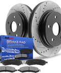 Ram 1500 Front Brake Rotors And Ceramic Pads Kit Drilled And Slotted With E Coating in packaging