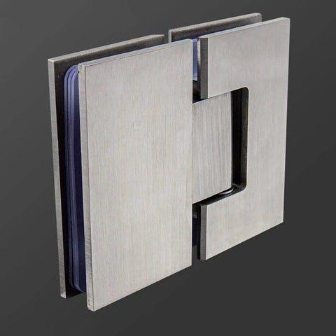 Heavy Duty 180 Degree Shower Door Hinges For 8 To 12 mm Glass, Tough As Nails Stainless Steel Bathroom Clamps side view.