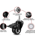 Heavy Duty Polyurethane Swivel Caster Wheels Set Of Four With Parking Brakes M10x25mm threaded stem with built-in bearings