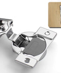 Soft Closing 3/8 Inch Overlay Face Frame Cabinet Hinges, 105 Degree, 6-Way 3-Cam Adjustable Concealed Kitchen Door Hinges With Screws, Two Pack Easy Install shown in silver finish.