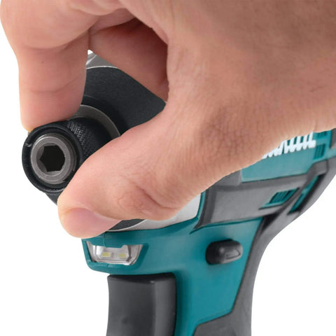 Hand holding 18V Cordless Impact Driver With 2900 RPM And 3500 IPM 1460 Inch Pounds Of Torque 4 Pole Motor and All Metal Gear Housing