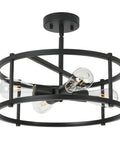 Black Semi Flush Mount Ceiling Light With Four Lights For Dining Room Kitchen And Bedroom Dope Vintage Farmhouse Industrial Close To Ceiling Chandelier For Sloped Ceilings Durable Metal Fixture