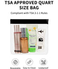 TSA approved quart size clear toiletry bag with travel-size bottles, Spirit Airlines Underseat Personal Item Bag 18x14x8 With Wet Pocket And Shoe Compartment No Fuss TSA Approved Toiletry Bag Duffle Style Carry On Overnight Weekender Tote Navy Blue.
