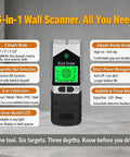 6 in 1 Stud Finder Wall Scanner-Electronic Stud Detector with Magnetic Sensor,LCD Display&Sound Alarm for Wood,Metal,AC Wire,Pipe Detection,3 Depth Modes-Black with green LCD and buttons