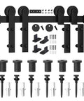 9Foot Single Track Bypass Sliding Barn Door Hardware Kit For Double Doors With Low Ceiling Easy Install Heavy Duty Steel Rail And Rollers Quiet And Smooth Sliding components