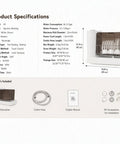 Straight Up Portable Countertop Dishwasher With Built In Reservoir and 360 Degree Rotary Spray specifications including size and features.