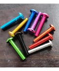 Ten Piece Aluminum Hex Socket Head Screw Set M3 M4 M5 M6 with lengths from 5 to 30 mm in bright orange color for DIY projects