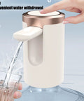 Electric Water Jug Pump For Home Office Kitchen Counter Drinking Quiet Bottle Dispenser Pump Portable Water Bottle Pump For Jugs Chillers And Fountains Easy One Hand Use Everyday Hydration Made Easy with water pouring into glass
