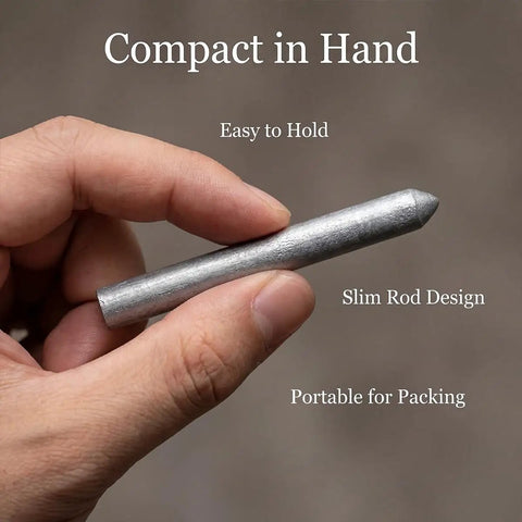 Hand holding Low Temperature Welding Rod Set For Aluminum And Stainless Steel, 30 Piece Universal Melt Rods, compact size