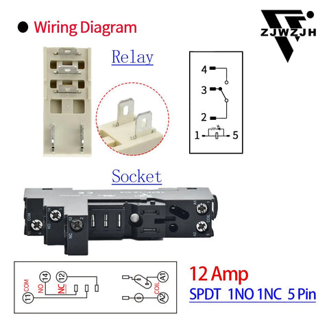 Compact 24V AC Power Relay, 12 Amp SPDT With Test Button, Indicator Light, Socket Base for DIN Rail Systems, 5 Pin Configuration