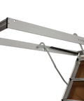 Built-To-Last 10-Foot Aluminum Attic Ladder For Easy Home Access, Fits Rough Opening 54 By 22.5 Inches, 375-Pound Capacity, Type IAA, Heavy-Duty Foldable Loft Ladder For Attics, Garages, And Storage close-up of aluminum frame and spring hinge