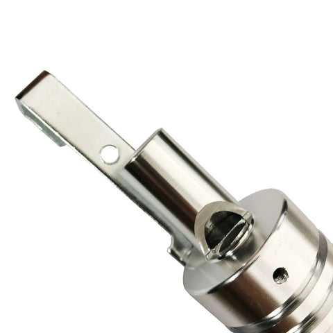 Close-up of XL Size Aluminum Alloy Universal Turbo Sound Exhaust Muffler Pipe Whistle, silver tone, showing attachment detail.