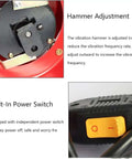 Close-up of Beefy Vibratory Tumbler Machine power switch and vibration hammer adjustment for jewelry polishing and metal parts.