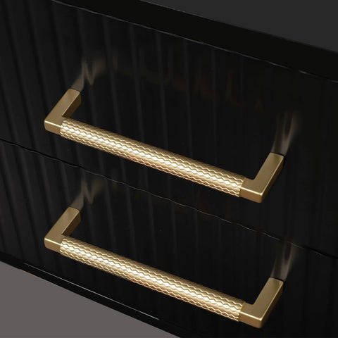 10 Pack Solid Zinc Alloy 5 Inch Center To Center Slim Square Bar Cabinet And Drawer Handles Gold Knurled Dresser Pulls