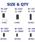 80 Piece Vacuum Cap Assortment Rubber Caps For Carbs And Manifolds, size chart for dropper style nitrile caps in various ID sizes