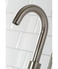Close-up of Concord Bar Faucet Brushed Nickel, Deck Mount 1-Hole Install With Cover Plate showcasing the curved spout design.
