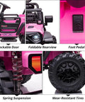 Details of Powerful 24V Kids Ride On Dual Seat Electric Car With Remote Control Dual 120W Motors, pink with XL wheels and bottle holder.