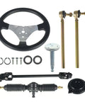 300mm Steering Wheel Steel Kit With 320mm Gear Rack Pinion Adjustable Shaft Set Replacement For 110cc Go Kart