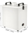 Straight Up Big Time 80W Air Purifier And Fume Extractor Pumping One Eighty Cubic Meters Per Hour metal housing with dimensions 15.7x14.56x9.8 inches.