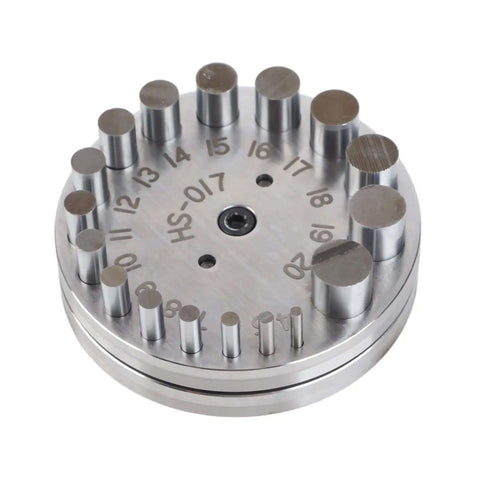 Disc Cutter Set For Jewelry Making And Metal Forming With 17 Dies Pro Grade Steel Punch Tool, silver metal base with numbered dies