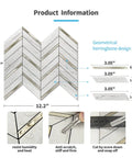 Peel And Stick Hexagon Mosaic Backsplash Tiles For Kitchen Decor, showing product details, dimensions, and installation guides.