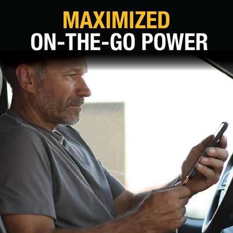 Man using Heavy Duty Multi Port Usb Car Charger With Pd 30 Watt Fast Charging And Quick Charge Tech, Brings Killer Backseat Power.